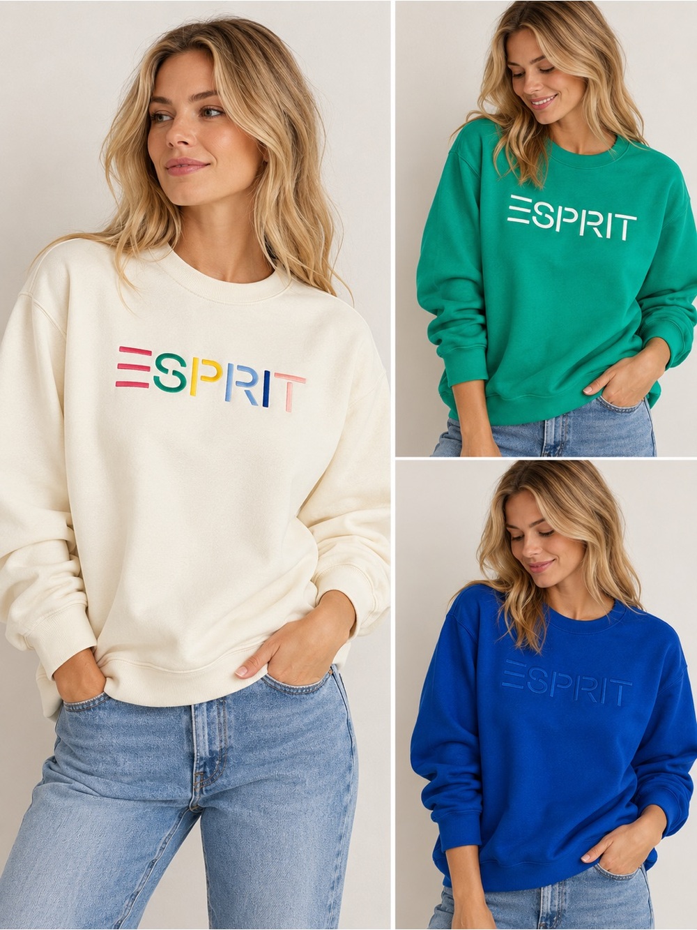 NWT - Set of (3) Esprit Embroidered Logo Sweatshirts - Large - Costco Viral